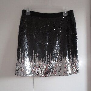 Jacob Ombré Black Silver Metallic Sparkly Cityline Sequin Mini Bodycon Skirt